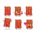 Fried bacon cartoon character with love cute emoticon