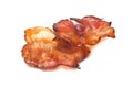 Fried bacon rashers isolated on white background Royalty Free Stock Photo