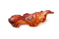 Fried bacon rashers isolated on white background Royalty Free Stock Photo