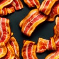 Fried bacon slices seamless pattern - tileable background Royalty Free Stock Photo