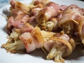 Fried Bacon wrap mushroom Royalty Free Stock Photo