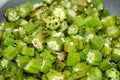 Fried bamia, okra, lady fingers or bhindi masala