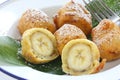 Fried banana fritters , pisang goreng Royalty Free Stock Photo