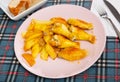 Fried barbecue chicken wings with baked potato