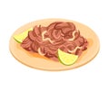 Fried Beef with Lime Marinade Sauce as Cuban Dish Vector Illustration