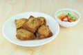 Fried bread with minced pork spread. Royalty Free Stock Photo