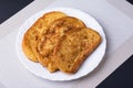 Fried bread slices. Bulgarian breakfast Royalty Free Stock Photo