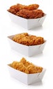 Fried breaded chicken fillet in white cardboard boxes Royalty Free Stock Photo