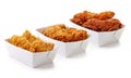 Fried breaded chicken fillet in white cardboard boxes Royalty Free Stock Photo