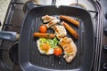 Fried breakfast on pan Royalty Free Stock Photo