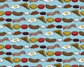 Fried Breakfast Seamless Background