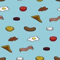 Fried Breakfast Seamless Background