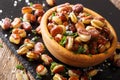 fried broad beans with salt and herbs in a bowl close-up. horizontal Royalty Free Stock Photo