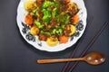 Fried broccoli and egg tofu beancurd