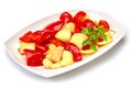 Fried Bulgarian pepper on a white plate on white background Royalty Free Stock Photo