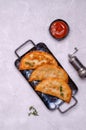 Fried burekas with filling Royalty Free Stock Photo