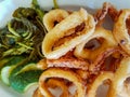 Fried calamari rings Royalty Free Stock Photo