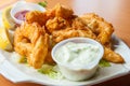 Fried calamari with tartar sauce Royalty Free Stock Photo