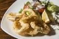 Fried calamari and vegetable salad