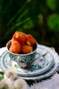 Fried camembert with viburnum jam Royalty Free Stock Photo
