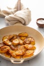 Fried caramelized plantains in a pan Royalty Free Stock Photo