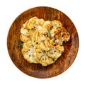 Fried Cauliflower Slices, Baked Cauliflower Steaks, Roasted Cabbage Steak Royalty Free Stock Photo