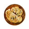 Fried Cauliflower Slices, Baked Cauliflower Steaks, Roasted Cabbage Steak Royalty Free Stock Photo