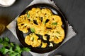 Fried cauliflower steak with herbs and spices Royalty Free Stock Photo