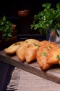 Fried chebureks with meat