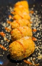 Fried Cheese Balls with Sauce Drizzle Royalty Free Stock Photo