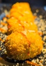 Fried Cheese Balls with Sauce Drizzle Royalty Free Stock Photo