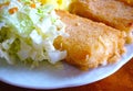 Fried cheese with salad