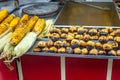 Fried chestnuts and grilled corn on the street of Istanbul, Turkey Royalty Free Stock Photo