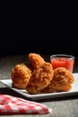 Fried chicken bites and sweet sauce