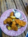 Crispy Fried chicken and Chips Royalty Free Stock Photo