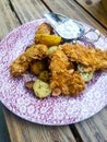 Crispy Fried chicken and potatoes Royalty Free Stock Photo
