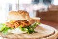 fried chicken with cheese burger Royalty Free Stock Photo