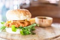 fried chicken with cheese burger Royalty Free Stock Photo