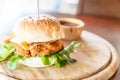 fried chicken with cheese burger Royalty Free Stock Photo