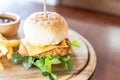 fried chicken with cheese burger Royalty Free Stock Photo