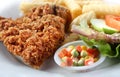 Fried Chicken chop and chips with salad Royalty Free Stock Photo