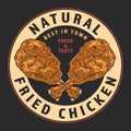 Fried chicken colorful vintage label