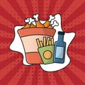 Fried chicken combo pop art. Vector Royalty Free Stock Photo