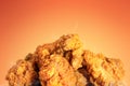 Fried chicken or crispy kentucky on hot background. Delicious hot meal with fast food Royalty Free Stock Photo