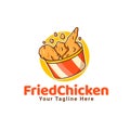 Fried Chicken Cartoon Illustration Draw Logo