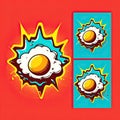 Fried chicken egg bright pop art illustration