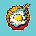 Fried chicken egg bright pop art illustration