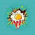 Fried chicken egg bright pop art illustration