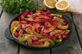 Fried chicken fillet with pepper fajitas Royalty Free Stock Photo