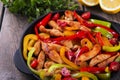 Fried chicken fillet with pepper fajitas Royalty Free Stock Photo